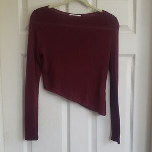 Princess Polly Red Asymmetrical Long Sleeve Tee